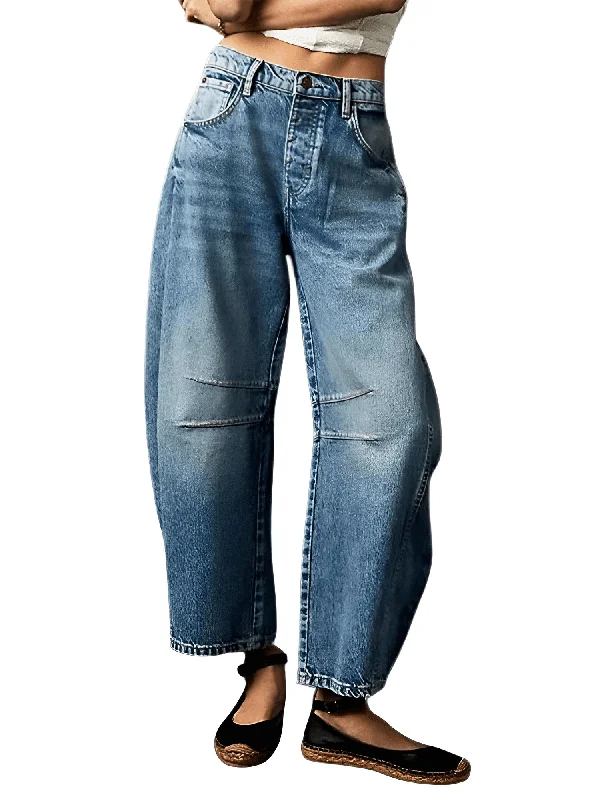 Cropped Jeans for Women Y2K Aesthetic Solid Color Low Waist Baggy Denim Trousers Fashionable Slim Fit Jeans