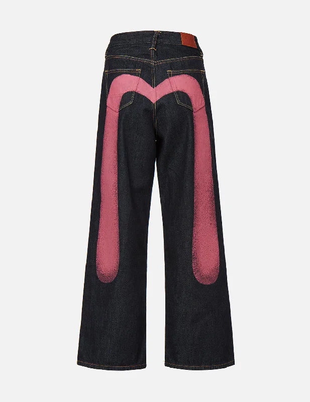 Daicock Print Wide Leg Jeans Stylish Bootcut Denim Jeans