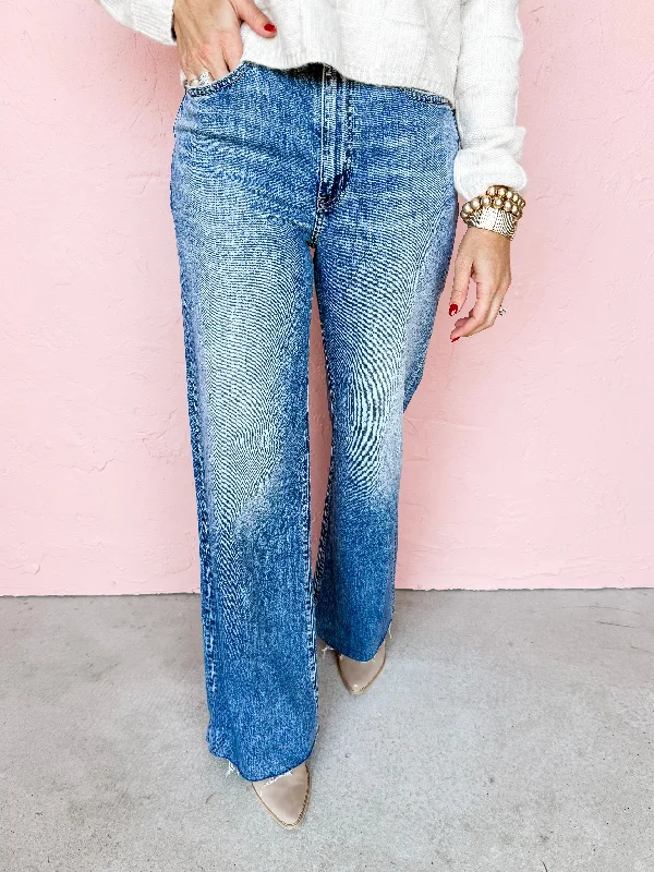 [DAZE] Far Out High Rise Wide Leg Jeans-Stunner Trendy Classic Fit Jeans