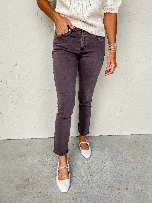 [Dear John] Blaire Mid Rise Slim Straight Jeans-Mocha Brown Cozy Stretch High-Waist Jeans