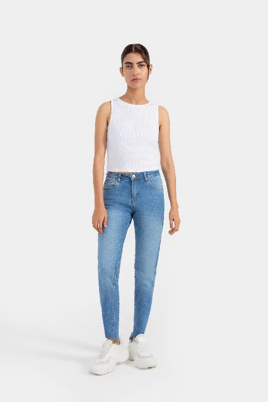 Mid-Rise Skinny Jeans Elegant High-Waisted Flared Jeans