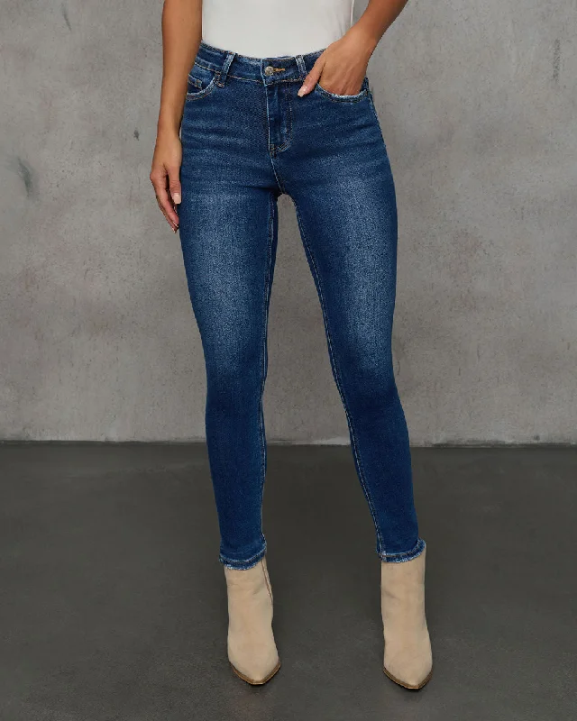 Perry High Rise Skinny Jeans Trendy Pleated Waist Jeans