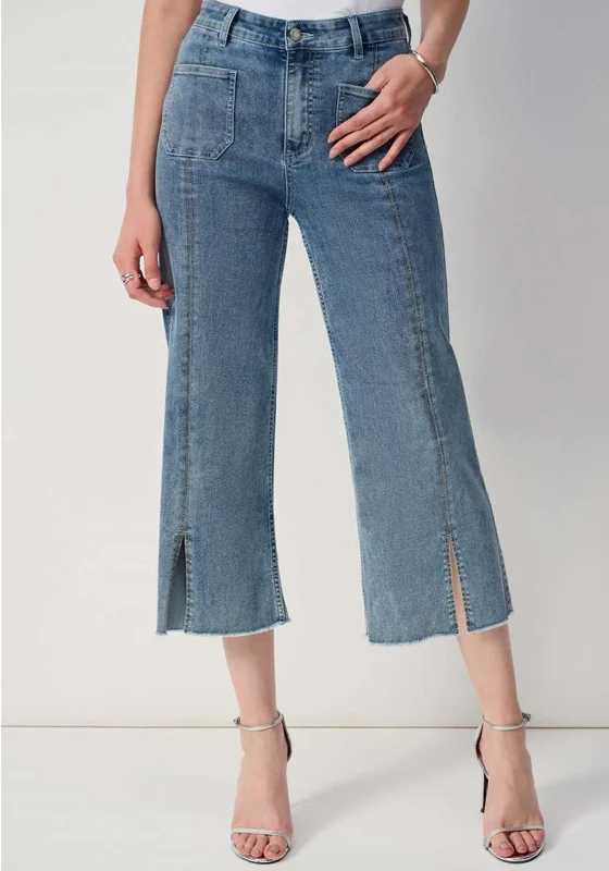 Joseph Ribkoff Embellished Culotte Jeans, Blue Comfortable Zip-Fly Denim Jeans