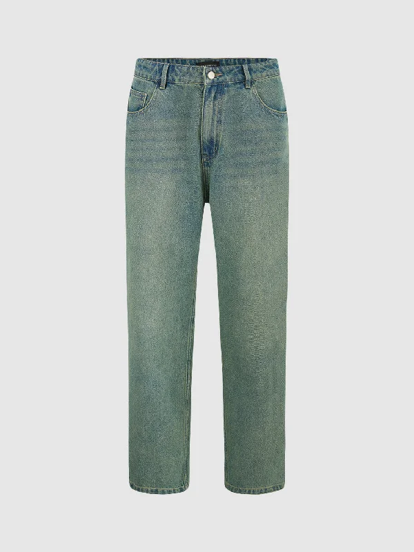 Loose Straight Jeans Elegant Tapered Leg Denim