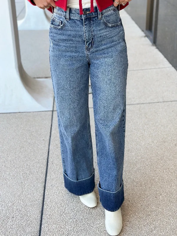 Meagan Cuffed Hem Jeans Chic Rolled Cuff Denim Jeans