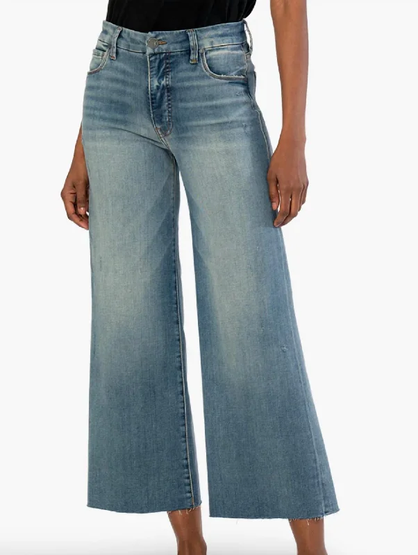 Meg High Rise Fab Ab Wide Leg Raw Hem Jeans in Win Wash Chic Vintage-Inspired Denim Jeans