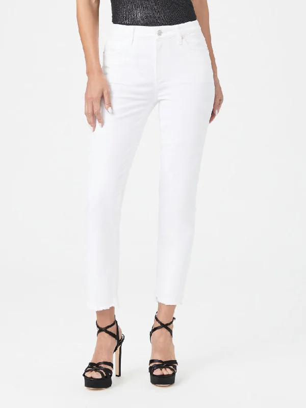 Paige Cindy Jeans White Noise Grand Hem Chic Cropped Jeans