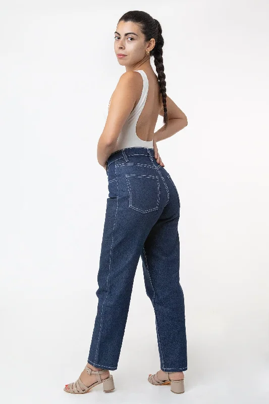 RDNW01 - Raw Indigo Women's Relaxed Fit Jeans Stylish High-Waist Skinny Denim