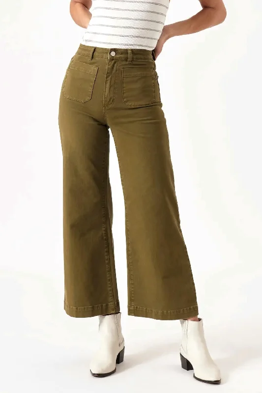 ROLLAS Womens Sailor Jeans Army Green Stylish Cargo Style Jeans