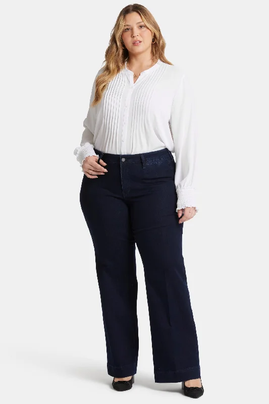 Teresa Trouser Jeans In Plus Size - Dark Enzyme Fashionable Relaxed Fit Denim