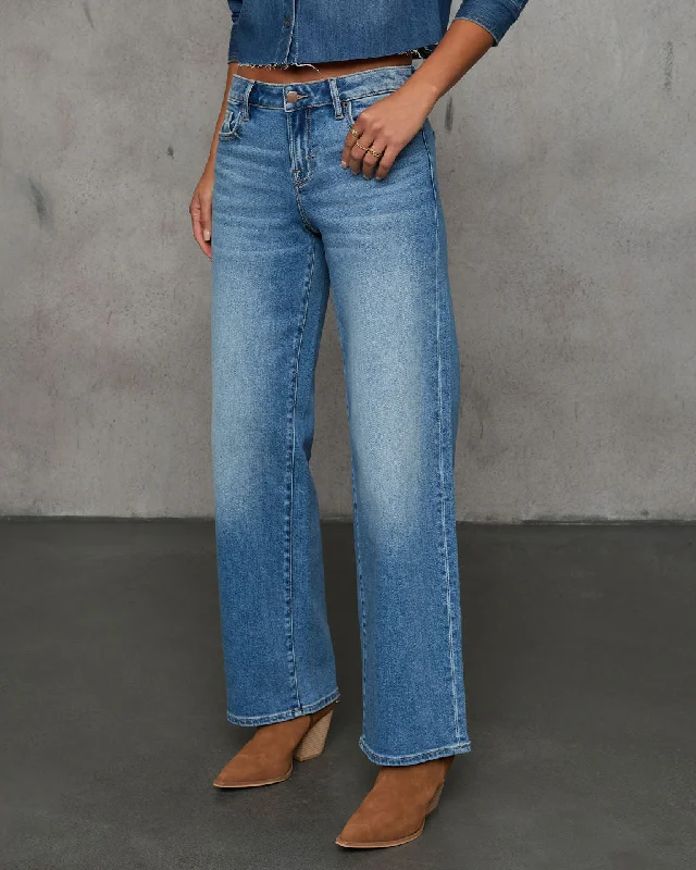 Tisla Straight Leg Dad Jeans Chic Rip-Detail High-Waist Jeans