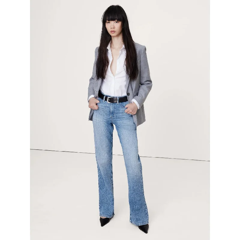 Light Blue Relaxed Flare Jeans Elegant High-Waisted Flared Jeans