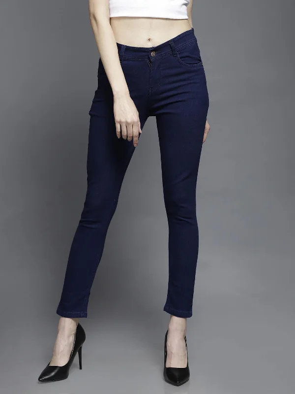 Women Regular Mid Rise Blue Jeans Stylish Shredded Denim Jeans