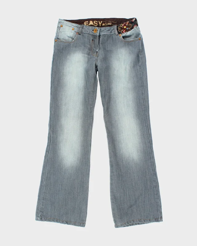 Y2k 00s Nkd Beaded Embroidered Jeans - W32 L32 Casual High-Waisted Bootcut Jeans